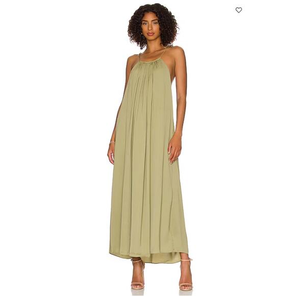 Rag Bone Dress Women L Bailey Midi Sleeveless Olive Green Flowy Summer Boho Chic - Picture 1 of 12